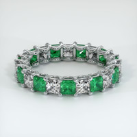 18K White Gold Emerald and Diamond Eternity Wedding Band Video