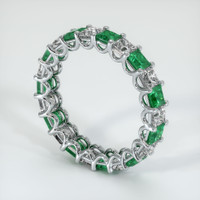 18K White Gold Emerald and Diamond Eternity Wedding Band Image