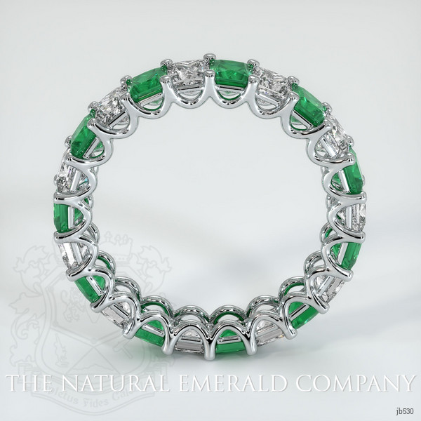 18K White Gold Emerald and Diamond Eternity Wedding Band