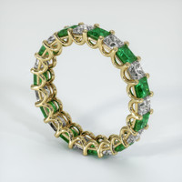 18K Yellow Gold Emerald and Diamond Eternity Wedding Band Image