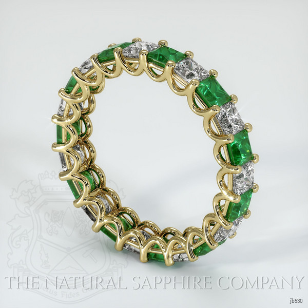 18K Yellow Gold Emerald and Diamond Eternity Wedding Band