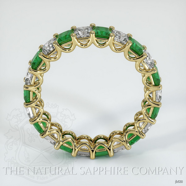 18K Yellow Gold Emerald and Diamond Eternity Wedding Band