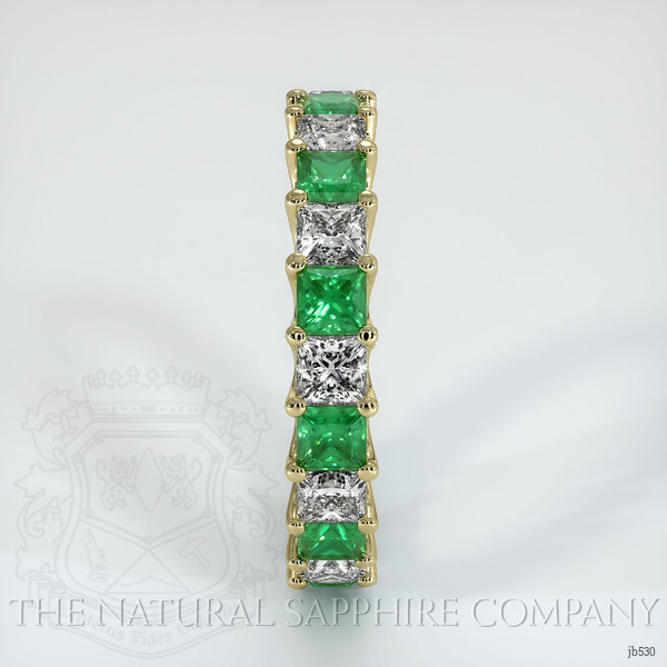 18K Yellow Gold Emerald and Diamond Eternity Wedding Band