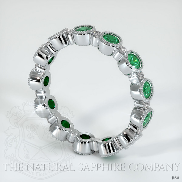 Platinum 950 Emerald and Diamond Eternity Wedding Band