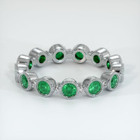 18K White Gold Emerald and Diamond Eternity Wedding Band Video
