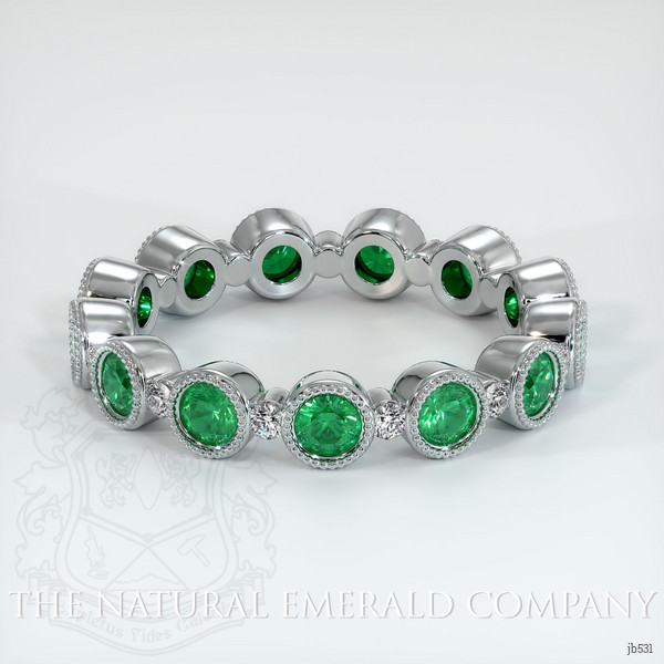 18K White Gold Emerald and Diamond Eternity Wedding Band