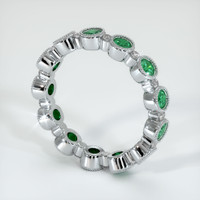 18K White Gold Emerald and Diamond Eternity Wedding Band Image