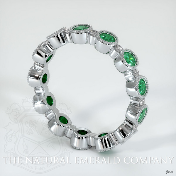 18K White Gold Emerald and Diamond Eternity Wedding Band