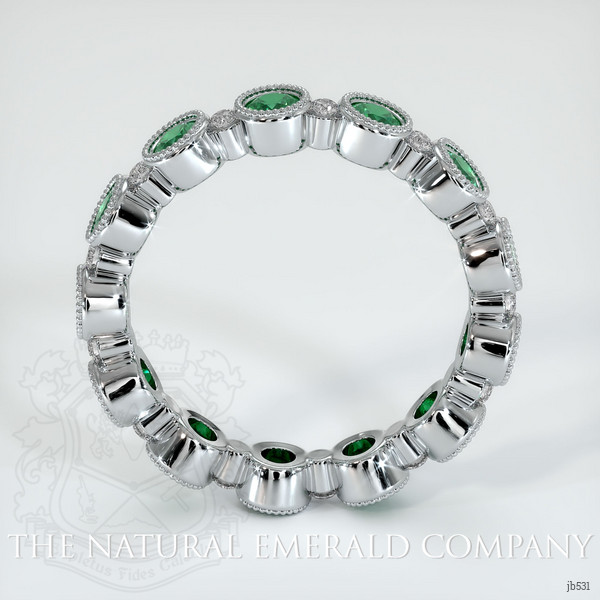 18K White Gold Emerald and Diamond Eternity Wedding Band