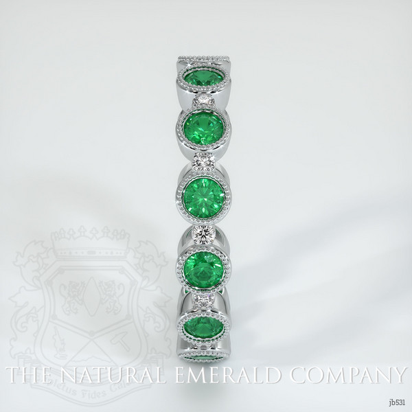 18K White Gold Emerald and Diamond Eternity Wedding Band