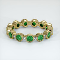 18K Yellow Gold Emerald and Diamond Eternity Wedding Band Video