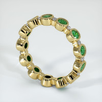 18K Yellow Gold Emerald and Diamond Eternity Wedding Band Image