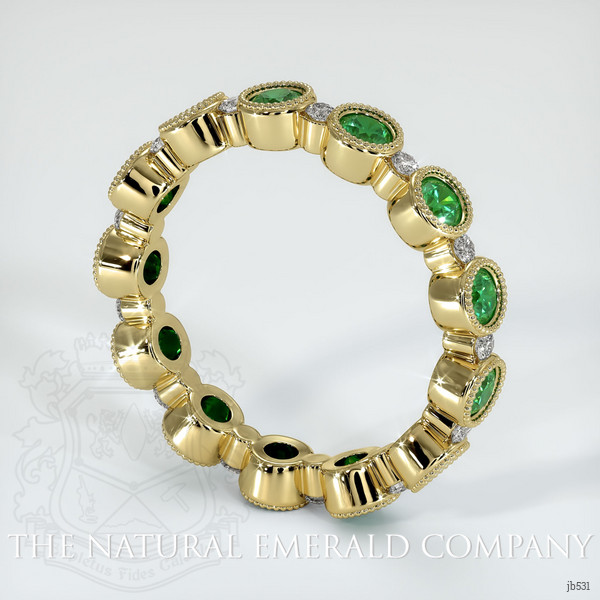 18K Yellow Gold Emerald and Diamond Eternity Wedding Band