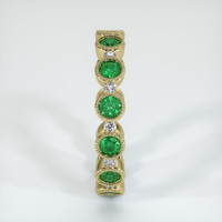 18K Yellow Gold Emerald and Diamond Eternity Wedding Band Image