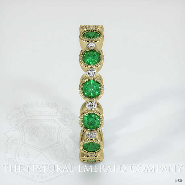 18K Yellow Gold Emerald and Diamond Eternity Wedding Band