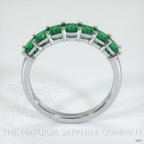 18K White Gold Emerald Prong Wedding Band