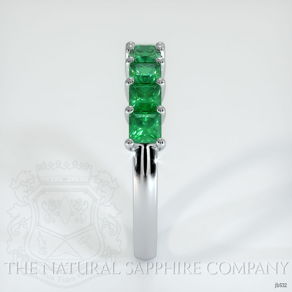 18K White Gold Emerald Prong Wedding Band