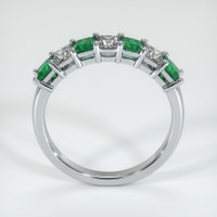 18K White Gold Emerald and Diamond Prong Wedding Band Image