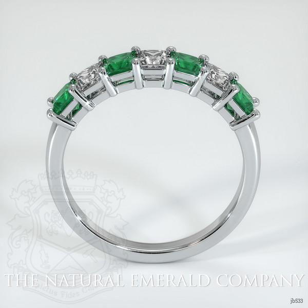 18K White Gold Emerald and Diamond Prong Wedding Band
