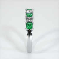 18K White Gold Emerald and Diamond Prong Wedding Band Image