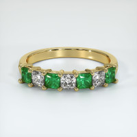 18K Yellow Gold Emerald and Diamond Prong Wedding Band Video