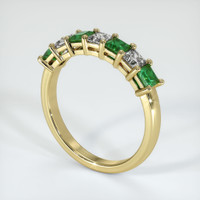 18K Yellow Gold Emerald and Diamond Prong Wedding Band Image