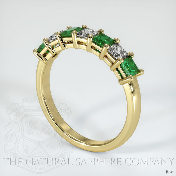 18K Yellow Gold Emerald and Diamond Prong Wedding Band
