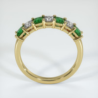 18K Yellow Gold Emerald and Diamond Prong Wedding Band Image