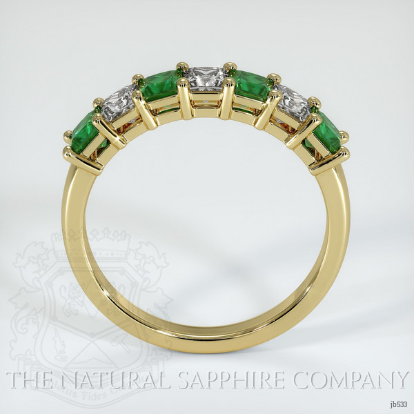 18K Yellow Gold Emerald and Diamond Prong Wedding Band