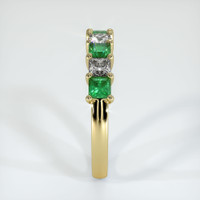 18K Yellow Gold Emerald and Diamond Prong Wedding Band Image