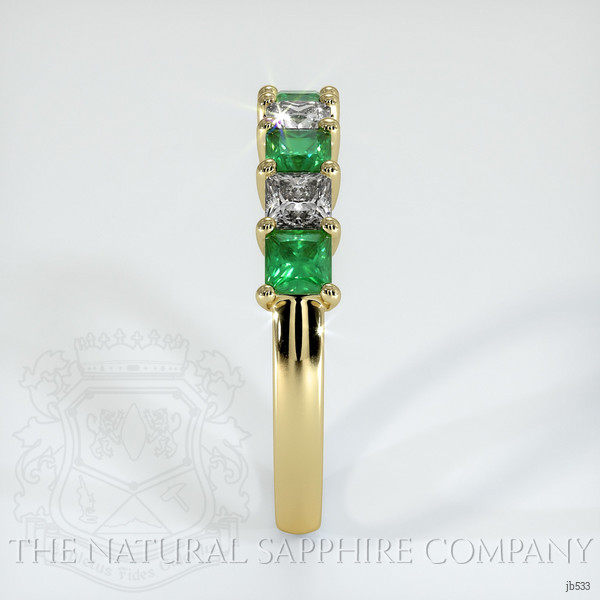 18K Yellow Gold Emerald and Diamond Prong Wedding Band