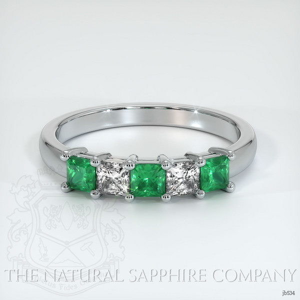 Platinum 950 Emerald and Diamond Prong Wedding Band