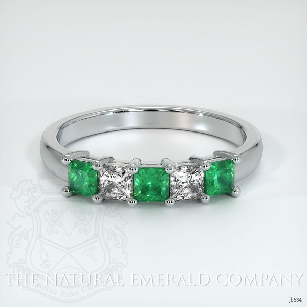 Platinum 950 Emerald and Diamond Prong Wedding Band