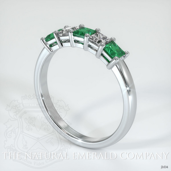 Platinum 950 Emerald and Diamond Prong Wedding Band