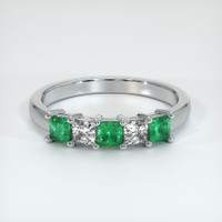 18K White Gold Emerald and Diamond Prong Wedding Band Video