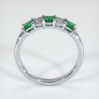 18K White Gold Emerald and Diamond Prong Wedding Band Image