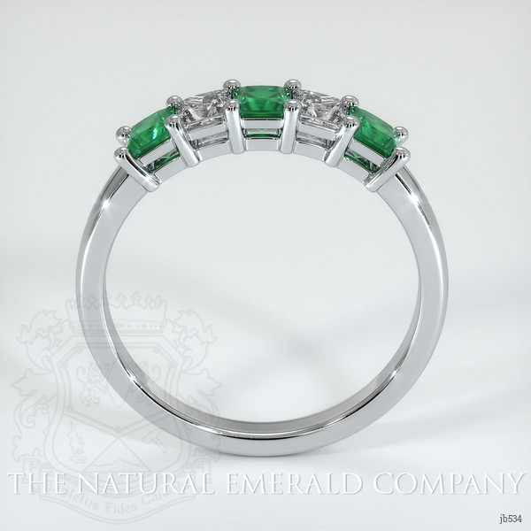 18K White Gold Emerald and Diamond Prong Wedding Band