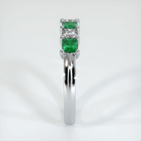 18K White Gold Diamond and Emerald Prong Wedding Band Image