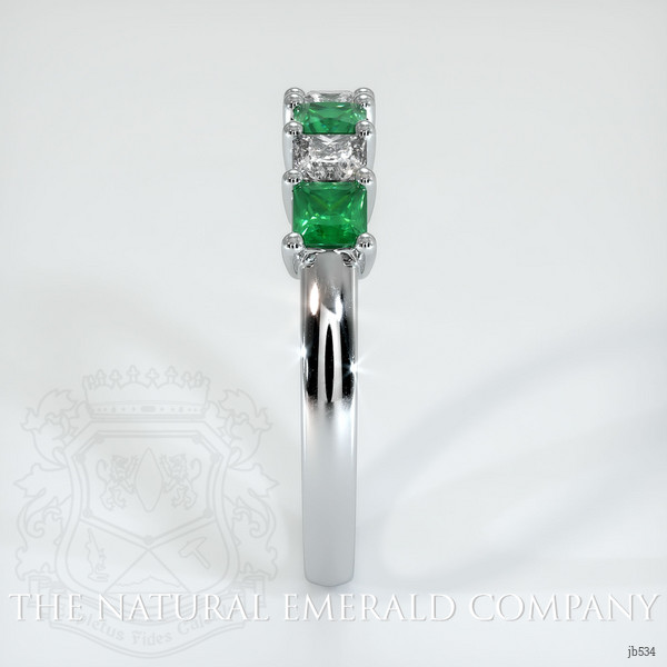 18K White Gold Diamond and Emerald Prong Wedding Band