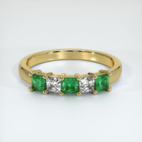 18K Yellow Gold Emerald and Diamond Prong Wedding Band Video