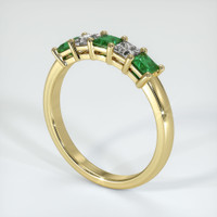 18K Yellow Gold Emerald and Diamond Prong Wedding Band Image