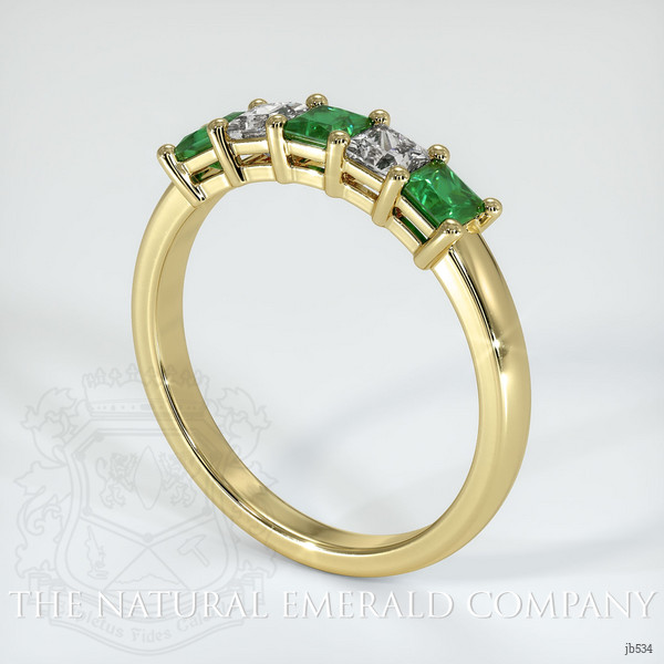 18K Yellow Gold Diamond and Emerald Prong Wedding Band