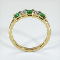 18K Yellow Gold Emerald and Diamond Prong Wedding Band Image