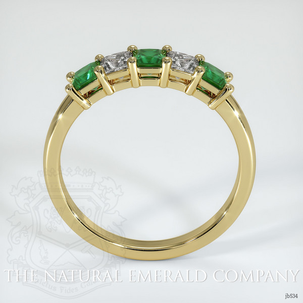 18K Yellow Gold Diamond and Emerald Prong Wedding Band