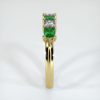 18K Yellow Gold Emerald and Diamond Prong Wedding Band Image