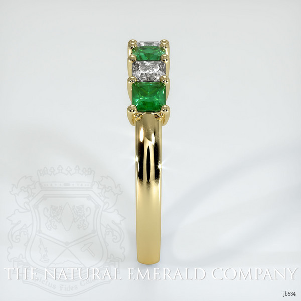 18K Yellow Gold Diamond and Emerald Prong Wedding Band