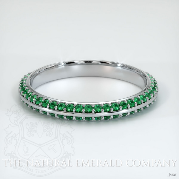18K White Gold Emerald Prong Wedding Band