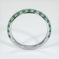 18K White Gold Emerald and Diamond Prong Wedding Band Image