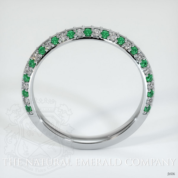 18K White Gold Emerald and Diamond Prong Wedding Band