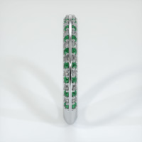 18K White Gold Emerald and Diamond Prong Wedding Band Image